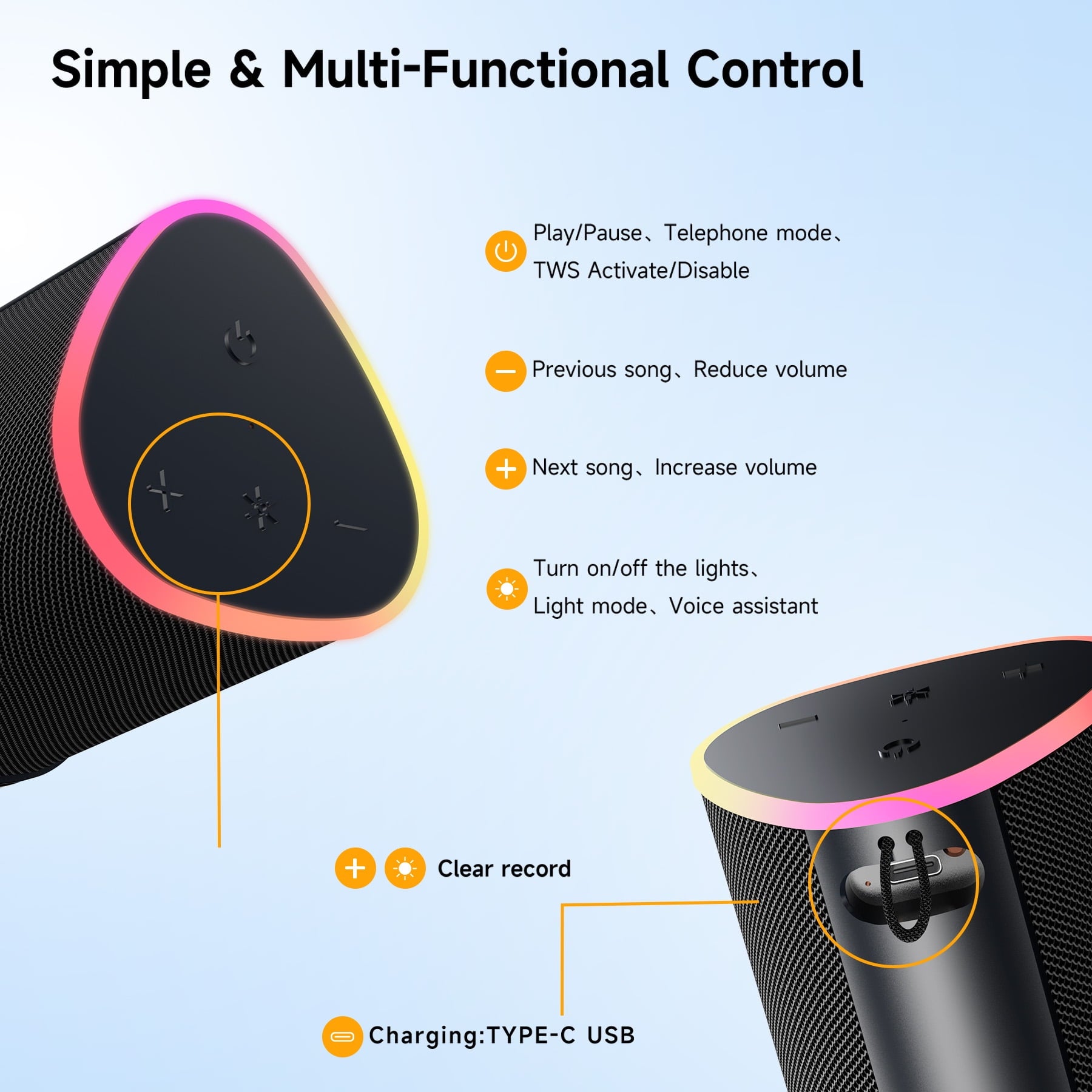 Advanced Outdoor Bluetooth Speaker with Lights - Ideal Gift for Men, Multi-Sync Capacity for 100 Speakers, Auto-Pairing HD Audio, Cool Tech Gadget, IPX5 Water-Resistant for Patio & Porch