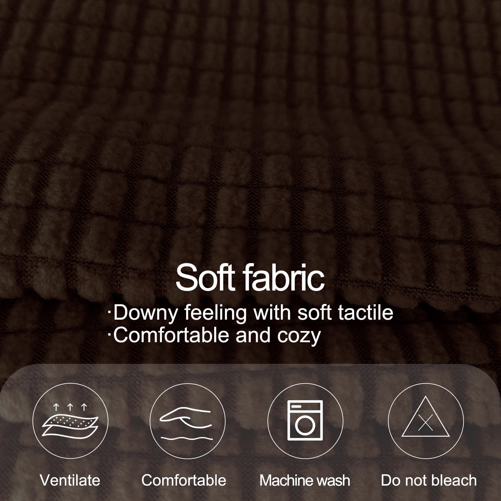 U-NICE HOME 1 Piece Stretch Sofa Cover Pet Friendly Washable Slipcover Furniture Protector for 3 Cushion Couch, Chocolate